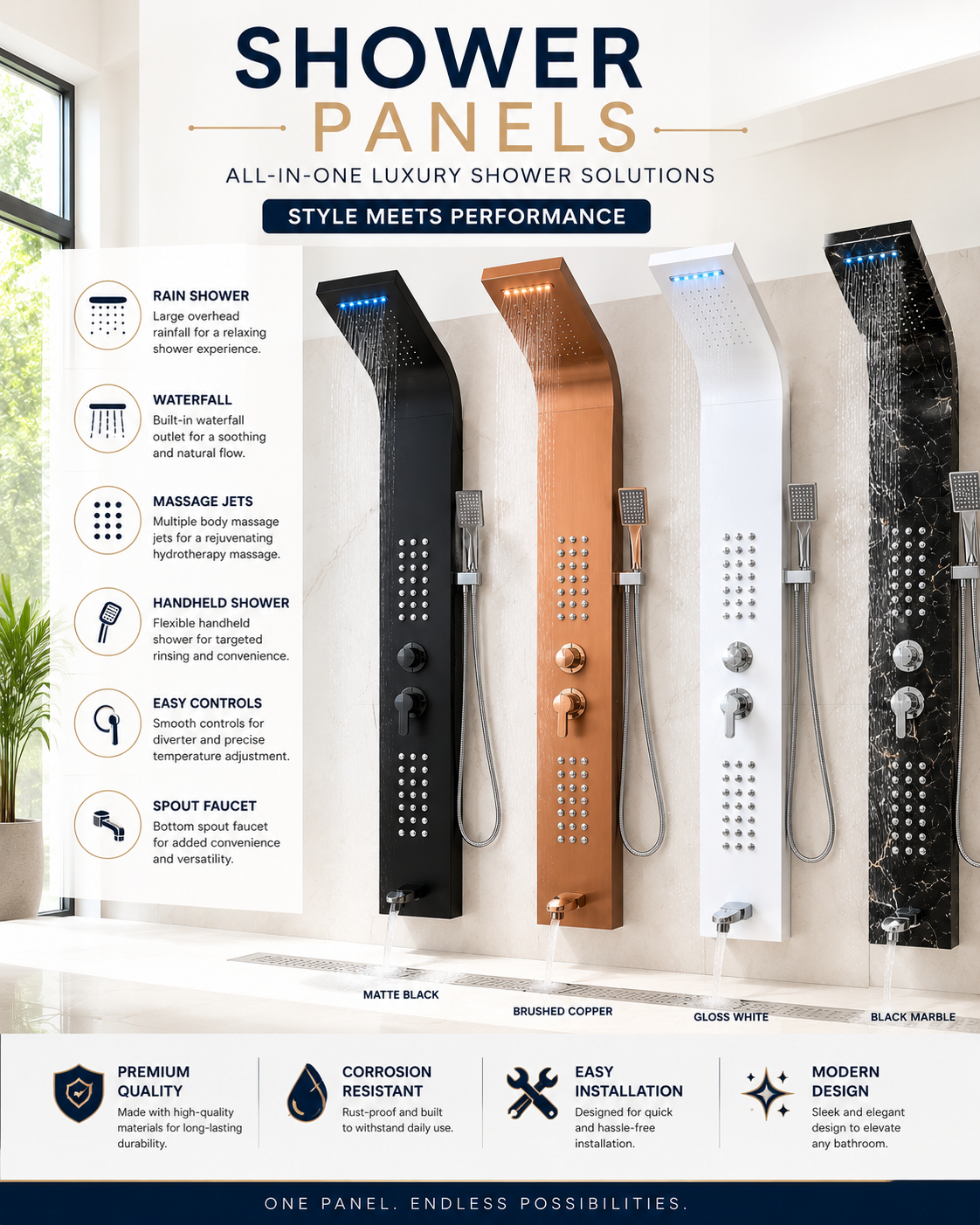 BuildNova™ Shower Panels Collection