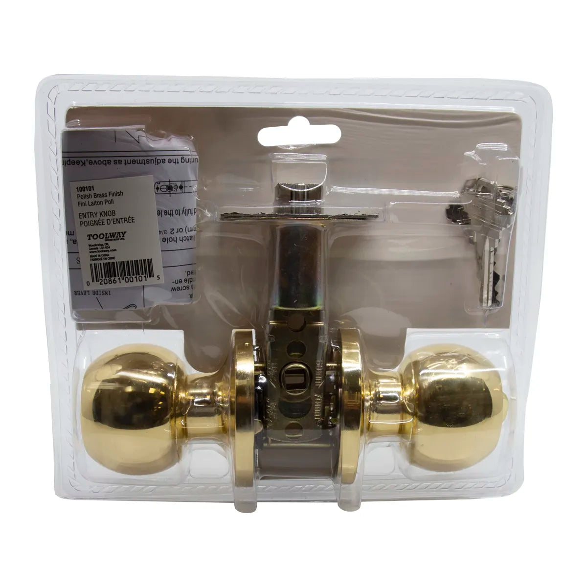 Door Lock Knob Entry/ Passage/ Privacy - Polished Brass-100101