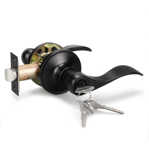 Door Lock Lever- Entry/ Privacy/ Passage- Black Curved Handle