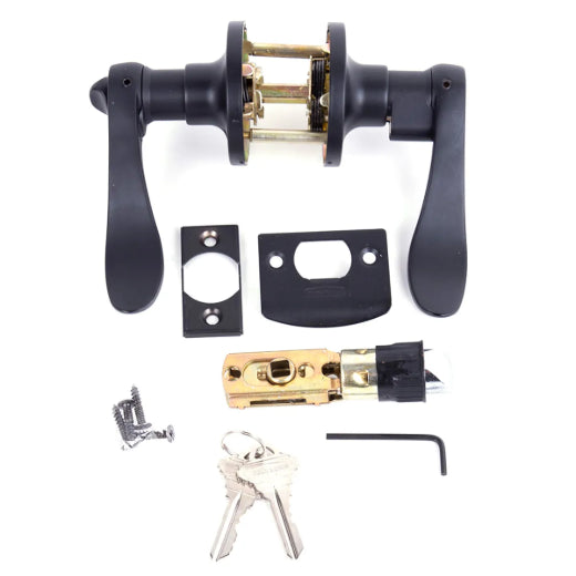 Door Lock Lever- Entry/ Privacy/ Passage- Black Curved Handle