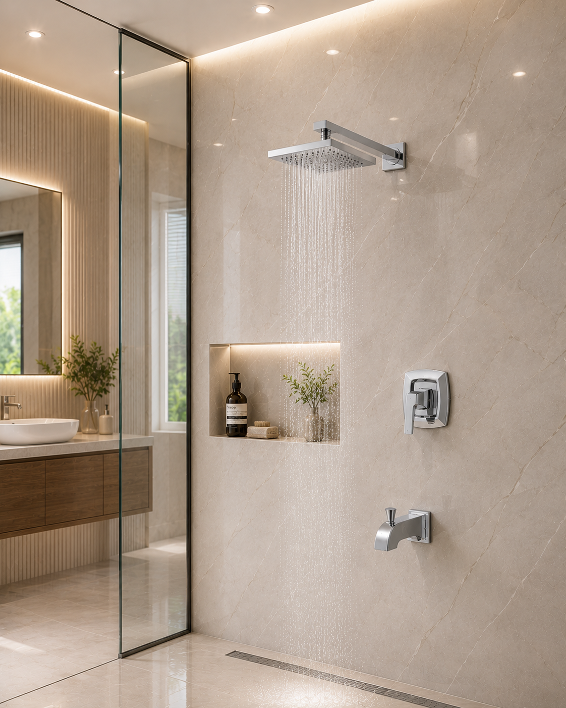 Pfister Vorena Polished Chrome Shower Set with Square Rain Shower Head