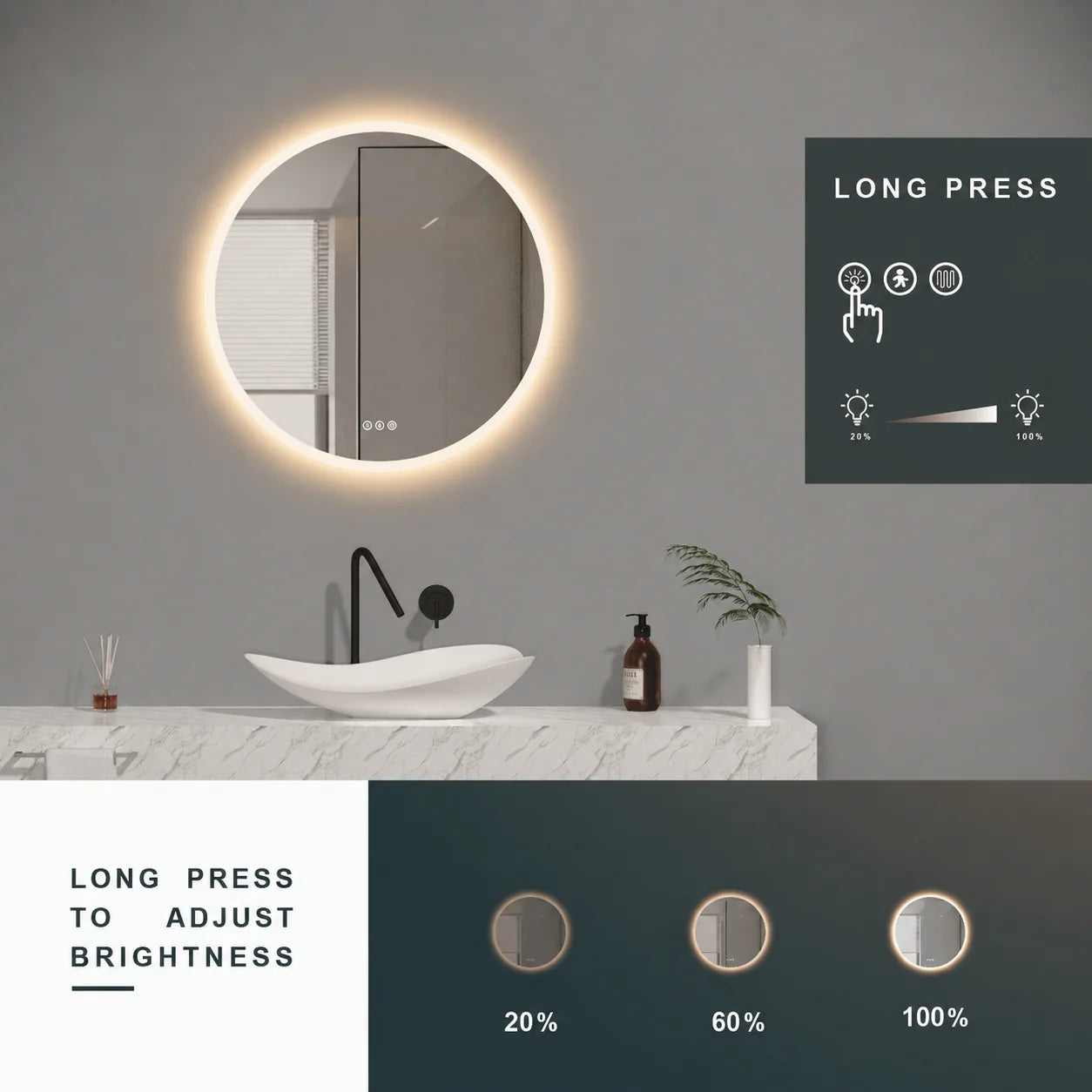 Round Mirror 28x28 - M610 (Front LED)