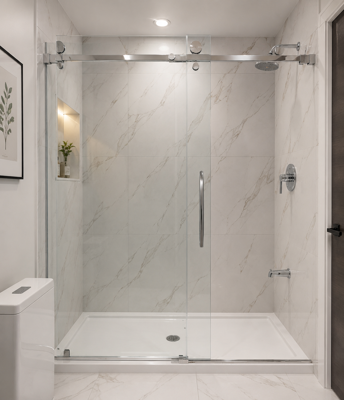 BuildNova™ 72" x 72" Frameless Sliding Shower Door