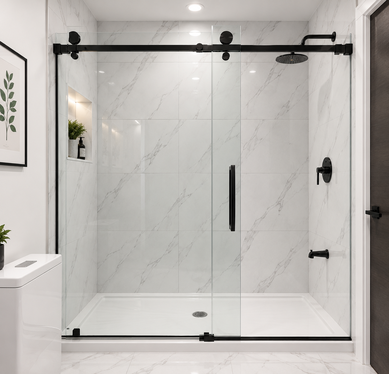 BuildNova™ 72" x 72" Frameless Sliding Shower Door