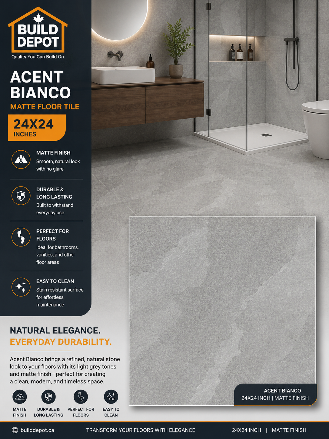 Accent Bianco 2x2 tile (Matte)