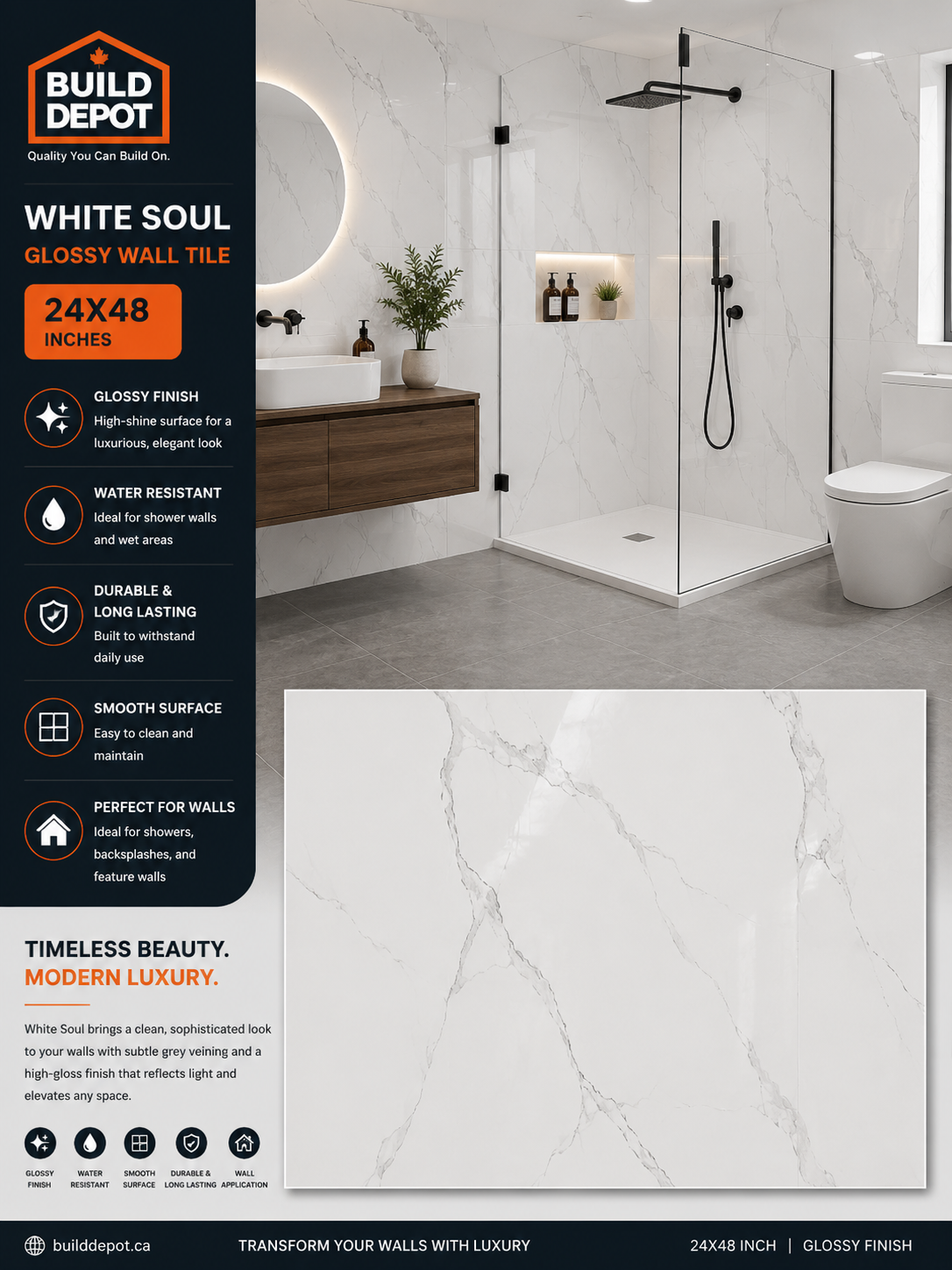 White Soul 2x4 tile (Glossy)