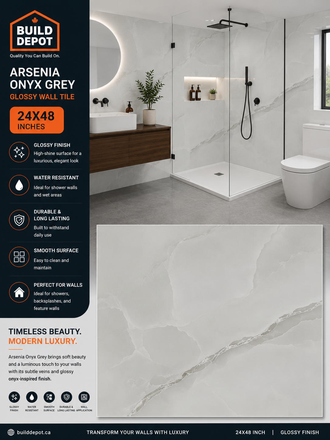 Arsenia Onyx Grey 2x4 tile