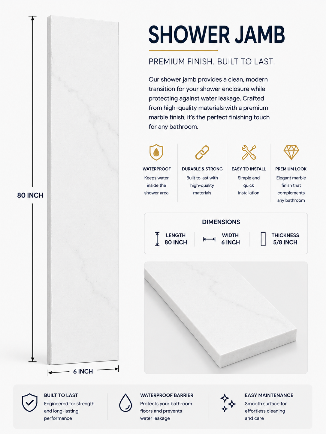 Shower Jamb - Soft White and Grey