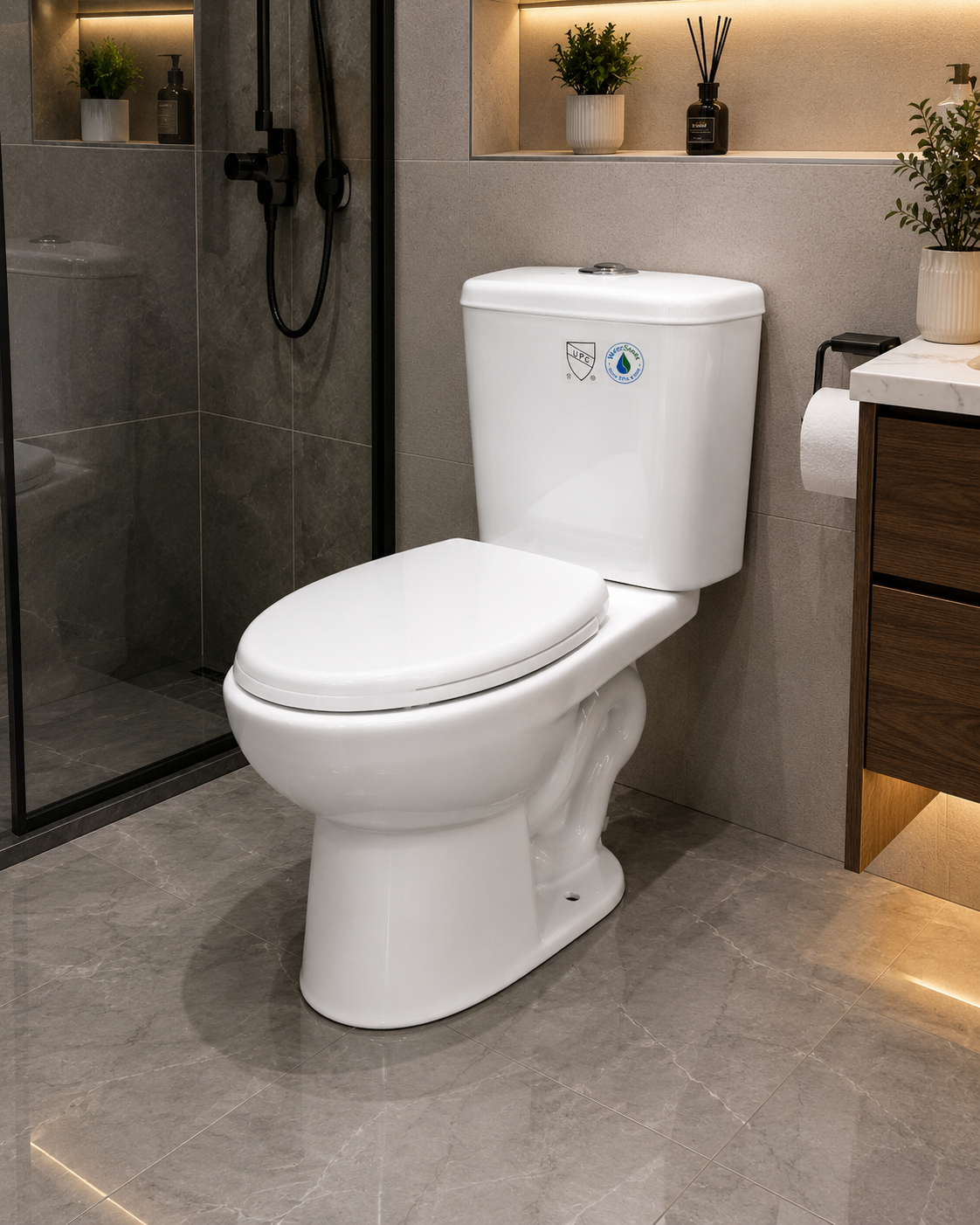 Buildnova 2023 Two-Piece Dual Flush Toilet with Soft-Close Seat – White Ceramic