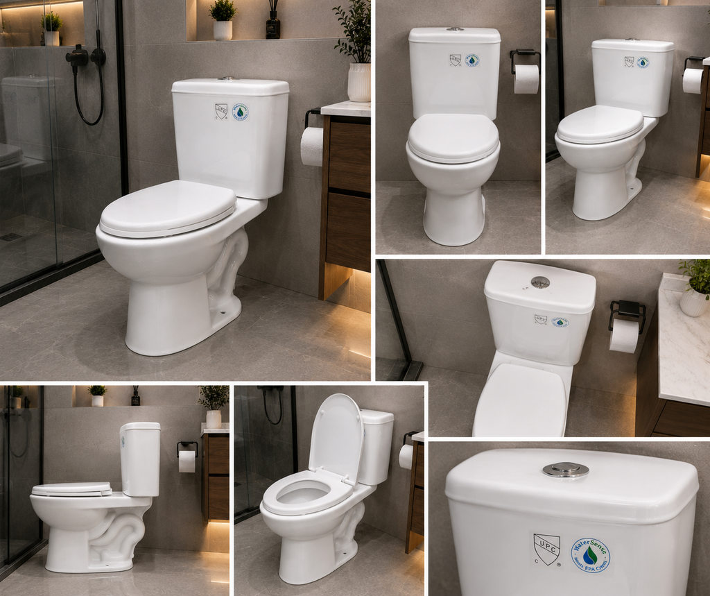 Buildnova 2023 Two-Piece Dual Flush Toilet with Soft-Close Seat – White Ceramic