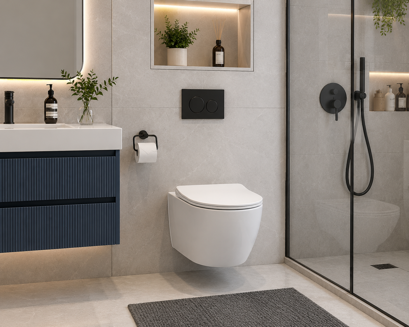 SW-01 Wall Hung Toilet with Concealed Tank & Soft-Close Seat – Modern Floating Bathroom Toilet System
