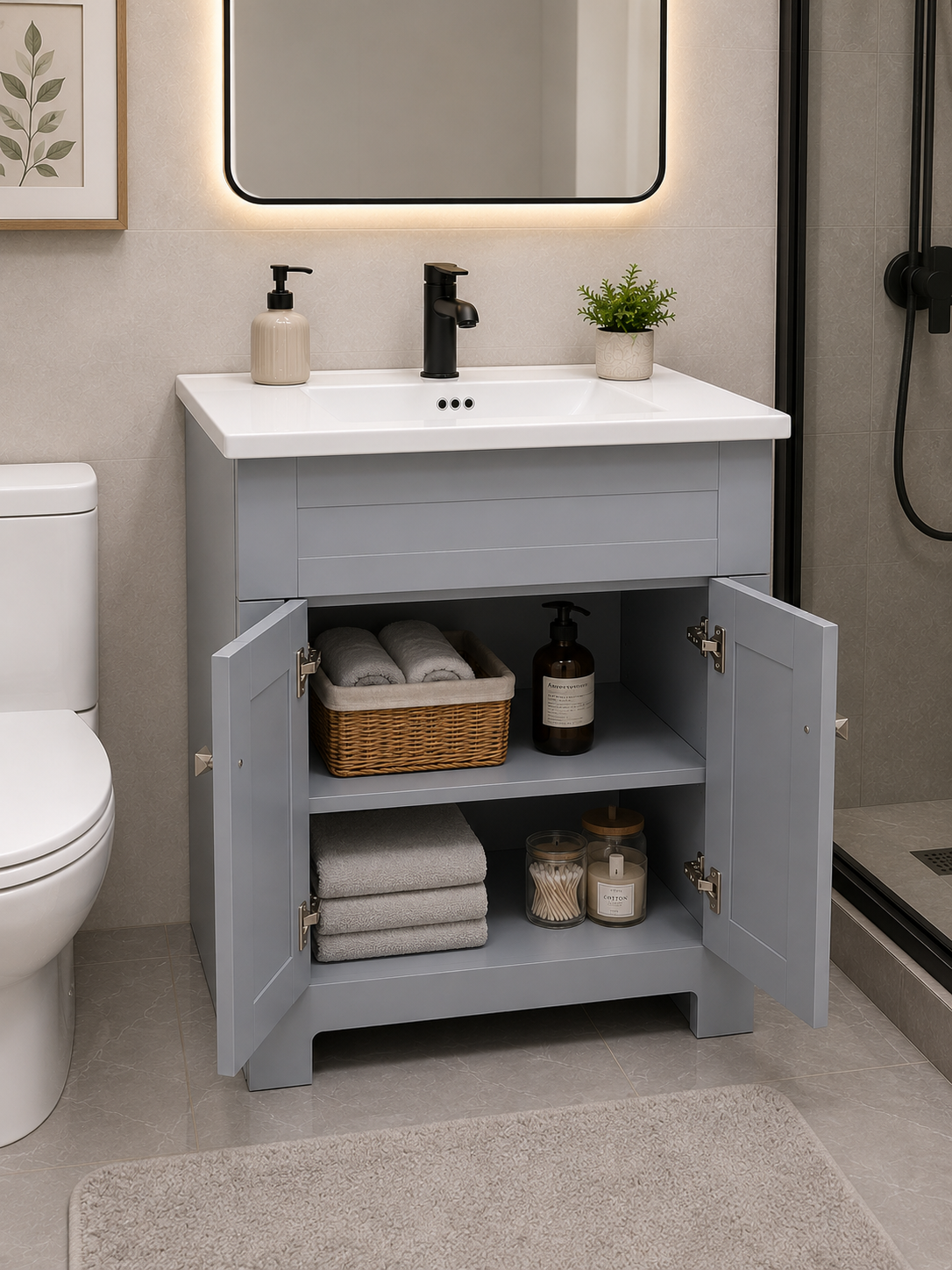 BuildNova Aspen 24" Bathroom Vanity with Ceramic Sink