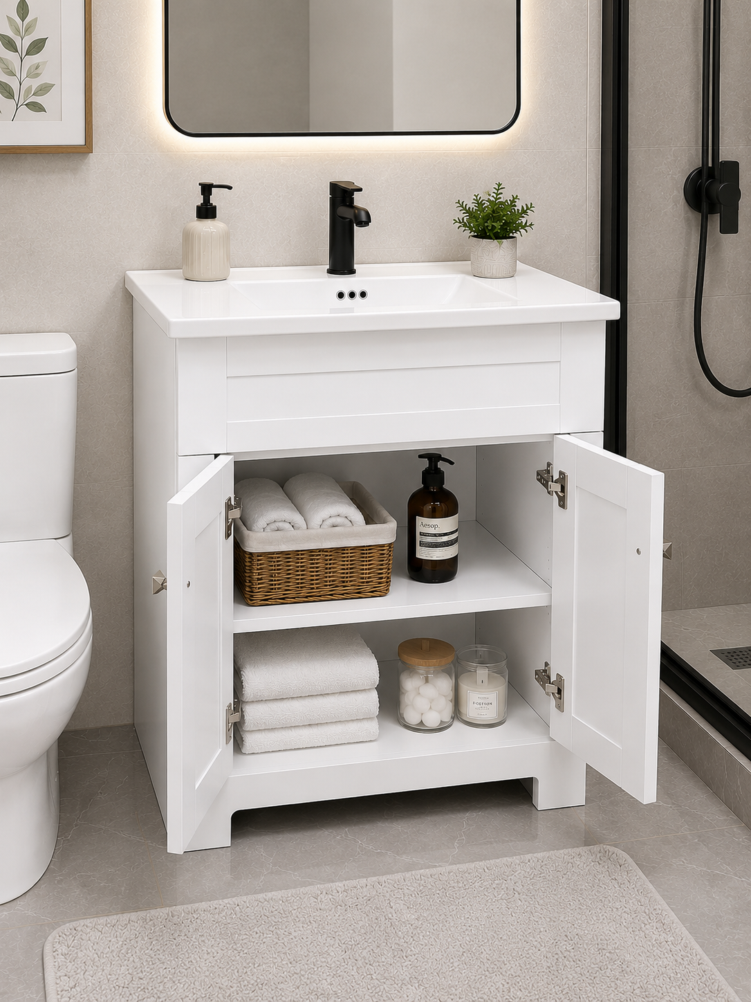 BuildNova Aspen 24" Bathroom Vanity with Ceramic Sink