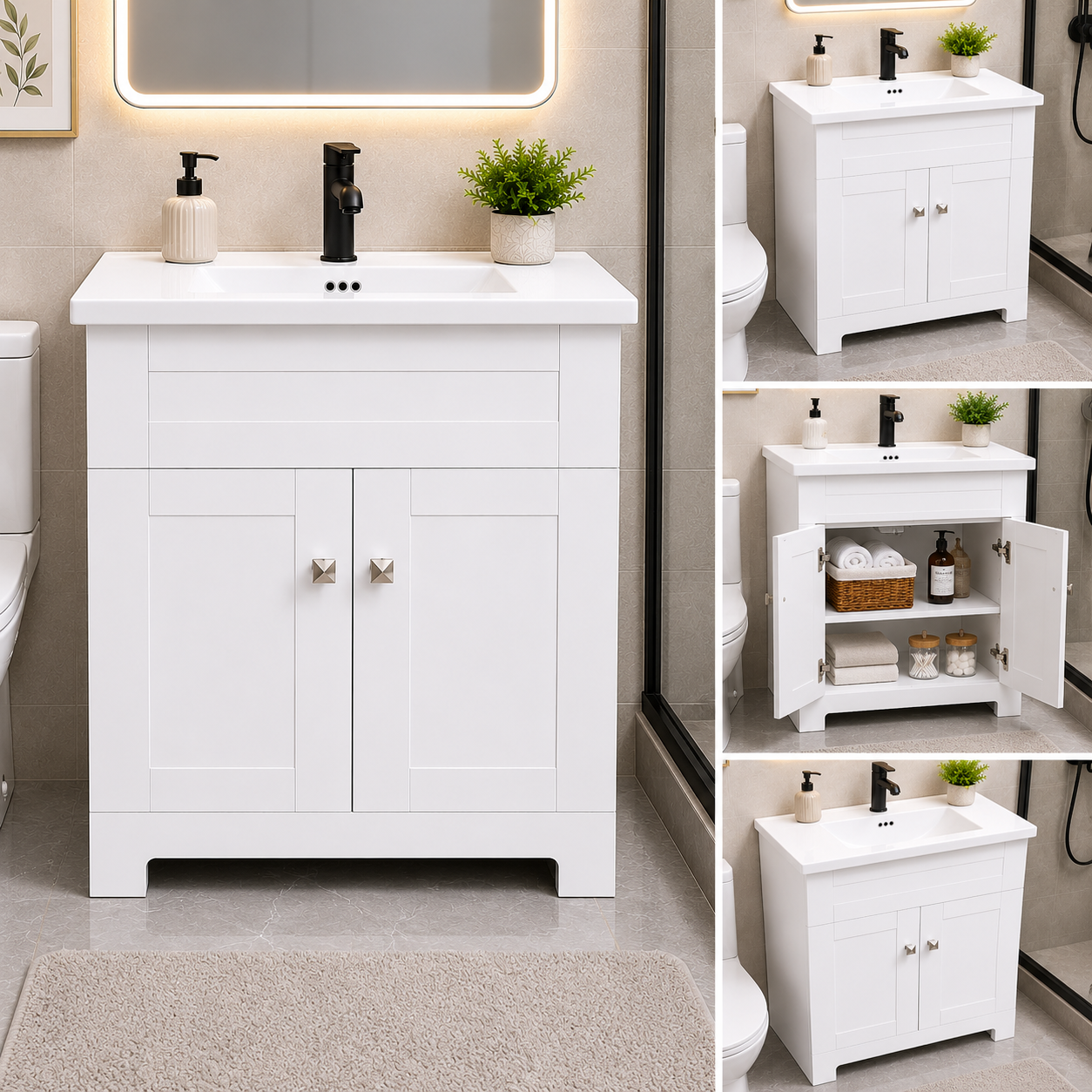 BuildNova Aspen 24" Bathroom Vanity with Ceramic Sink