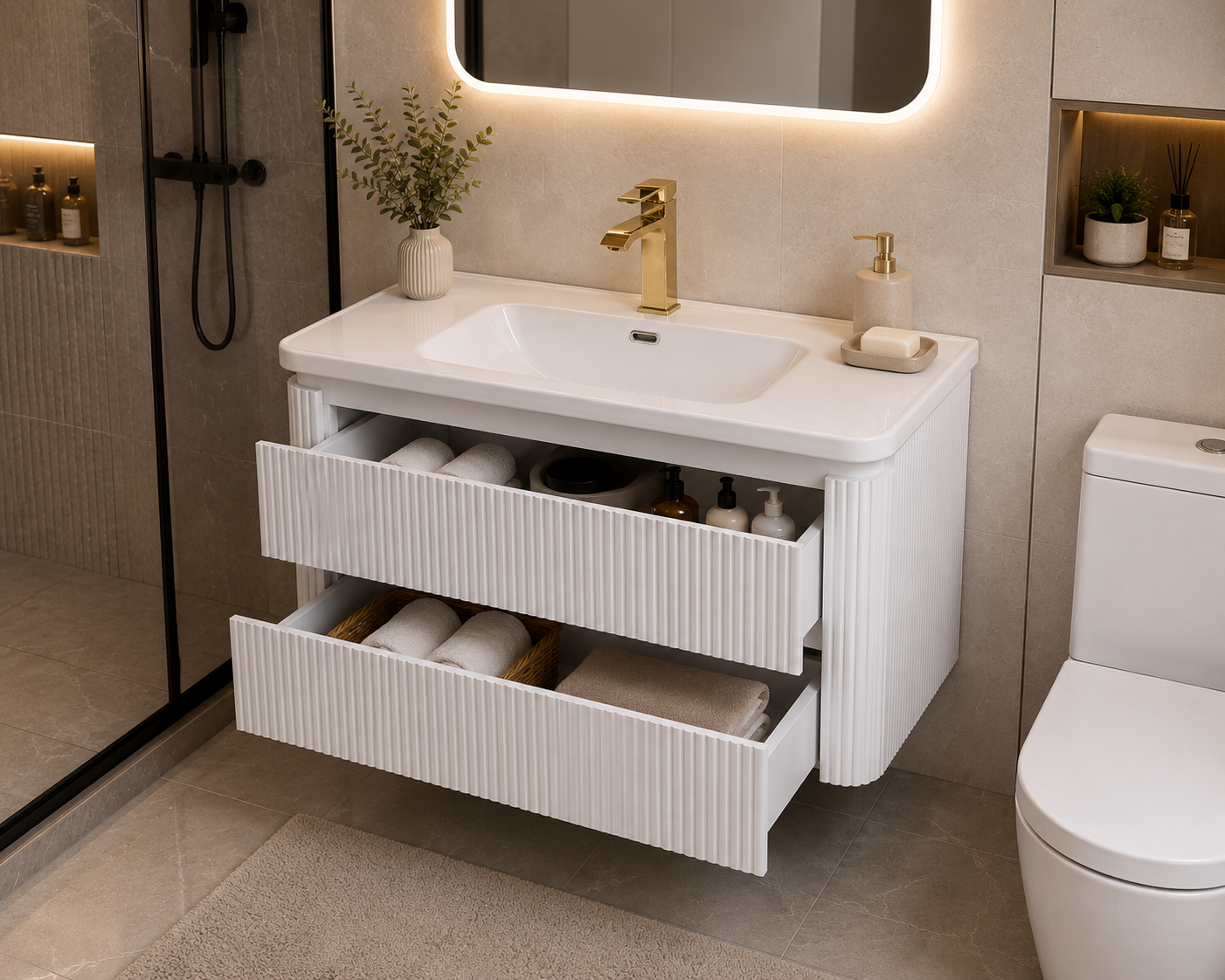 Buildnova Elevate Fluted 30 Floating Vanity