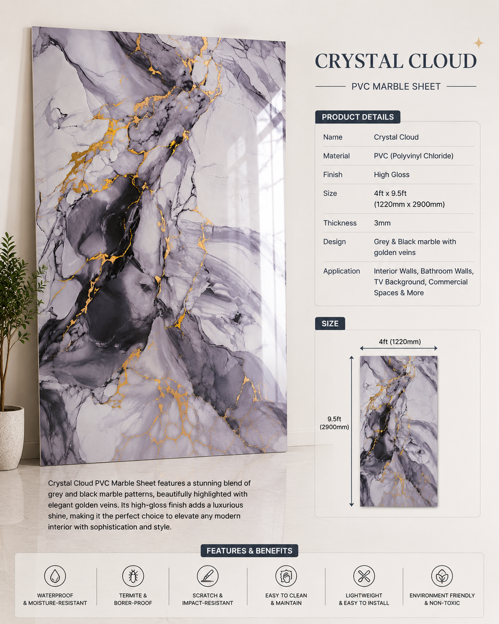 PVC Sheet- Crystal Cloud