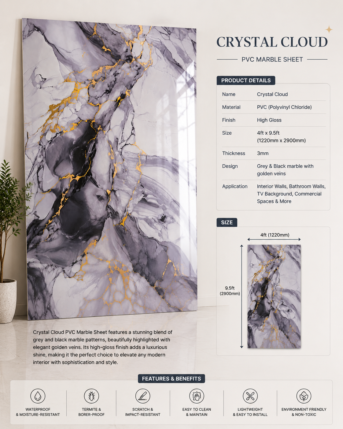 PVC Sheet- Crystal Cloud