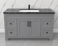 48" Grey HDF Bathroom Vanity with Black Quartz Countertop & Soft-Close Storage