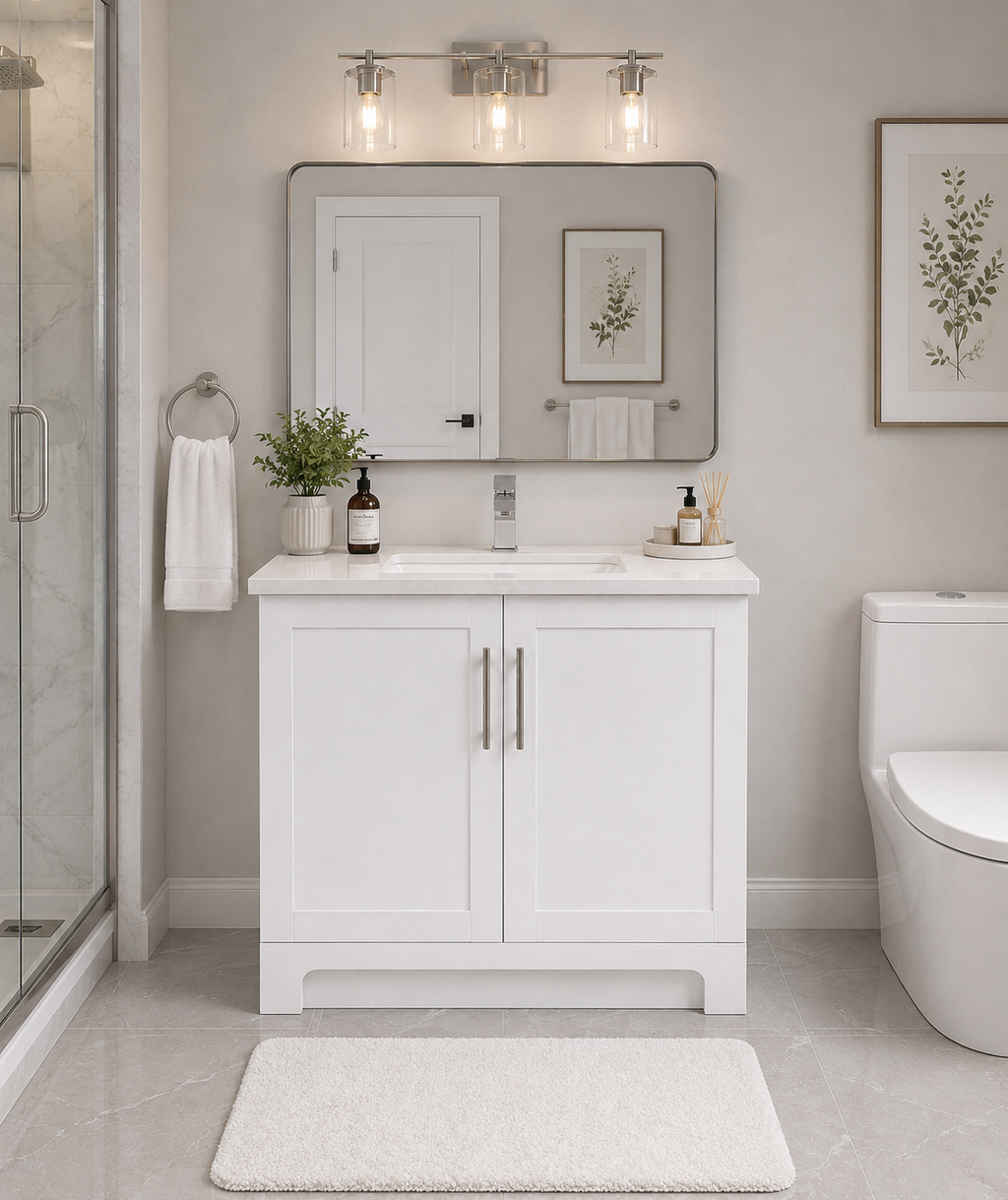 ✨ 30" HDF Bathroom Vanity with Quartz Countertop & Sink