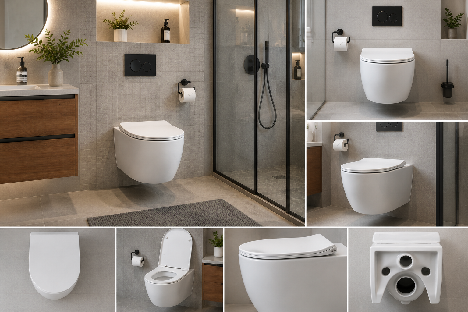 SW-01 Wall Hung Toilet with Concealed Tank & Soft-Close Seat – Modern Floating Bathroom Toilet System