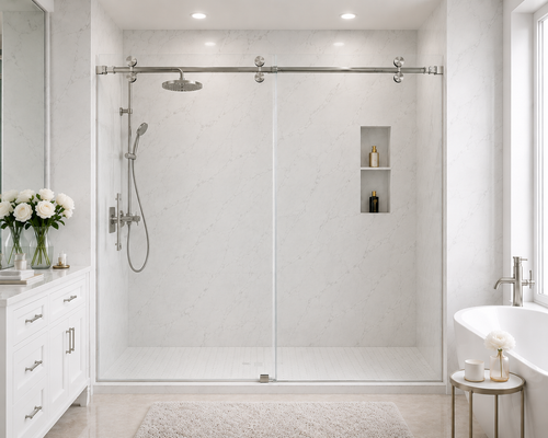 48" x 72"" Framed and Frameless Sliding Shower Door