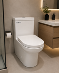 BuildNova Modern One-Piece Elongated Toilet – Soft Close Seat | Dual Flush | White