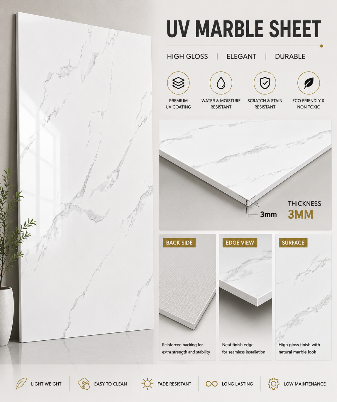 PVC Sheet- Moonlight White
