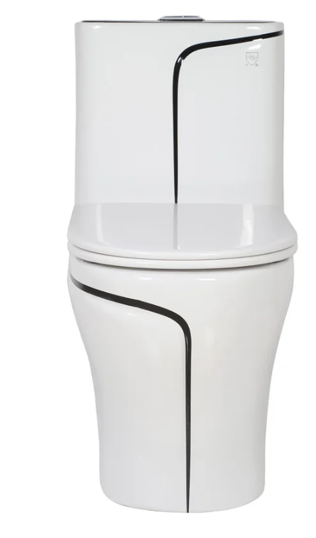 Buildnova Modern One-Piece Dual Flush Toilet – White with Black Accent Design