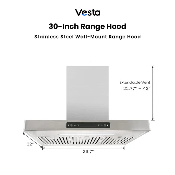 VESTA Copenhagen  800CFM  36"   |   Silver   |   6-Speed   Touchscreen