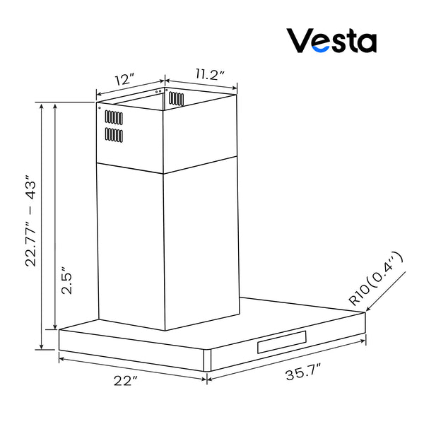 VESTA Copenhagen  800CFM  36"   |   Silver   |   6-Speed   Touchscreen