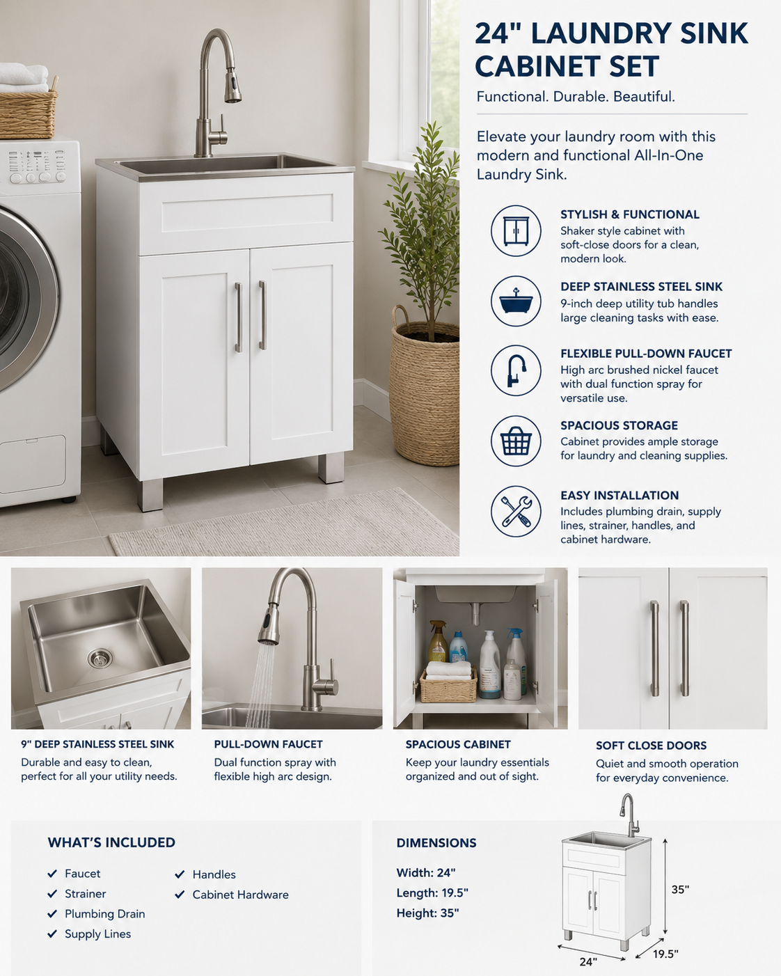 Laundry Cabinet/ Vanity Set 24''
