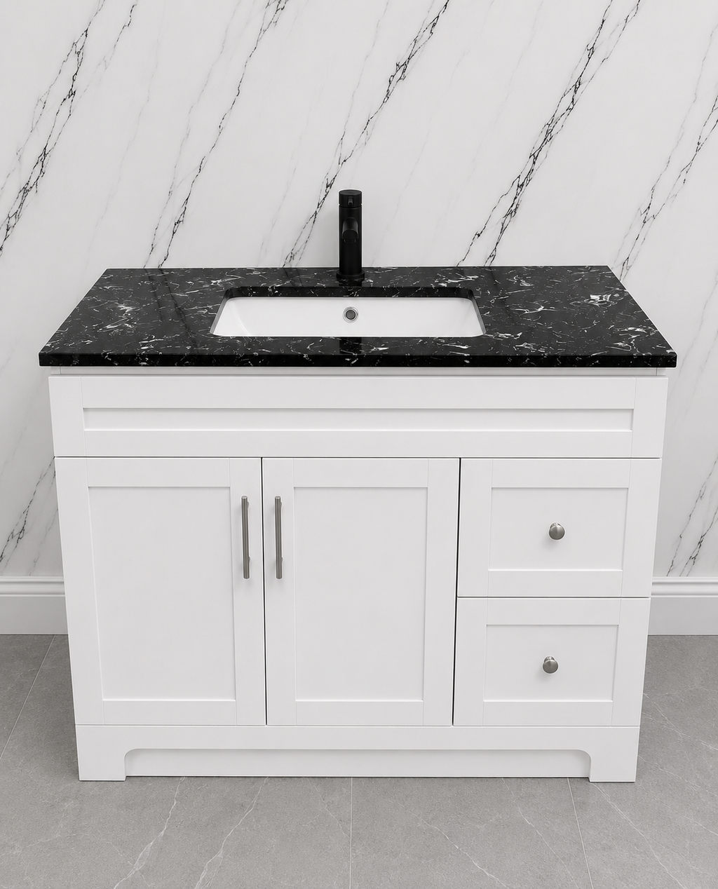 42" HDF Bathroom Vanity with Quartz Countertop & Customizable Storage Configuration