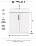 ✨ 30" HDF Bathroom Vanity with Quartz Countertop & Sink